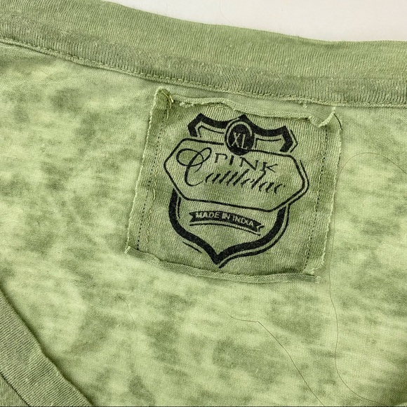 Pink Cattlelac, Green, Long Sleeve, Rhinestone TShirt, Boho Style - Picture 5 of 6